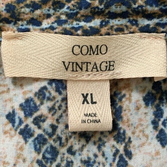Como Vintage Slinky Snake Print Top 1/2 Button Hip Flare Tab Roll Sleeve Sz XL - Picture 9 of 10